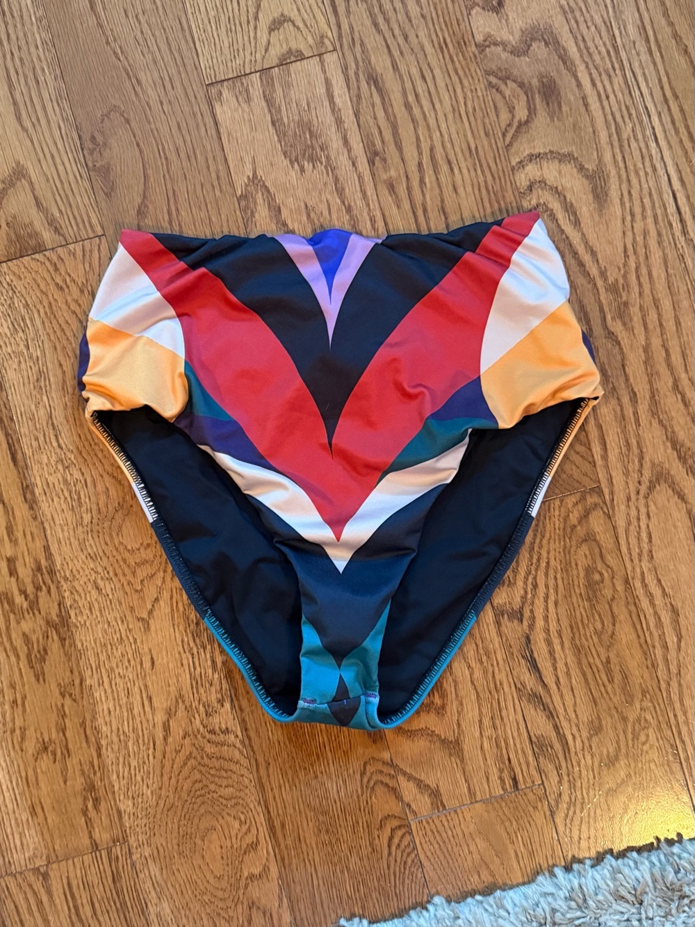Farm Rio Multicolour Chevron High-Waist Bikini Bottom | Size S | Made in Brazil